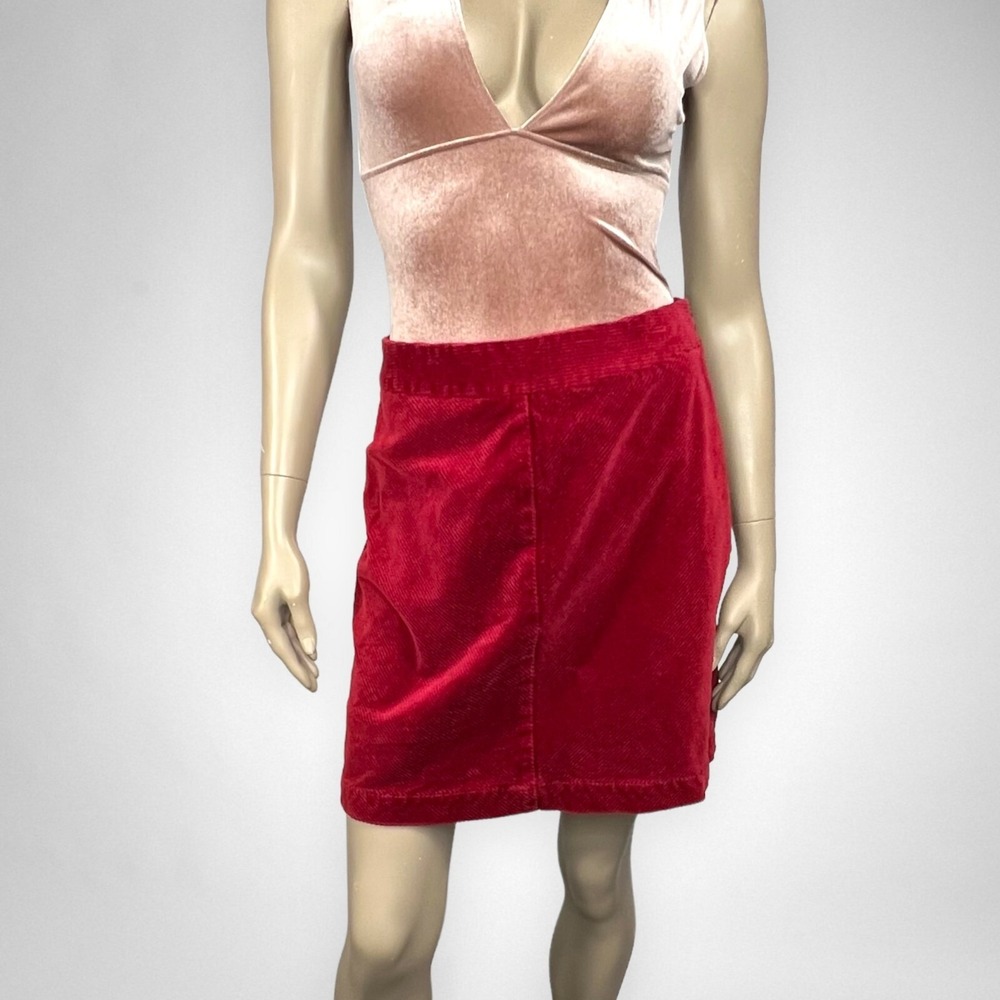 LOFT‎ 2 Corduroy Red Flat Front Mini Skirt Casual Transitional